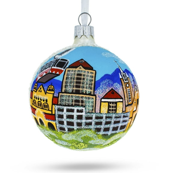 Albuquerque, New Mexico, USA Glass Christmas Ornament 3.25 Inches