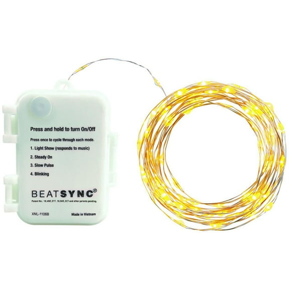 Christmas Indoor Decorative Battery Operated Beatsync 50 Count Warm White LED String Lights