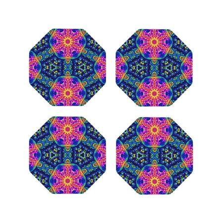 

Fuzoiu Bright Turtles Print Leather Coasters Set Drink Coasters Set of 4 for Tabletop Protection Durable PVC Coasters Home Décor and Housewarming Gift-Octagon