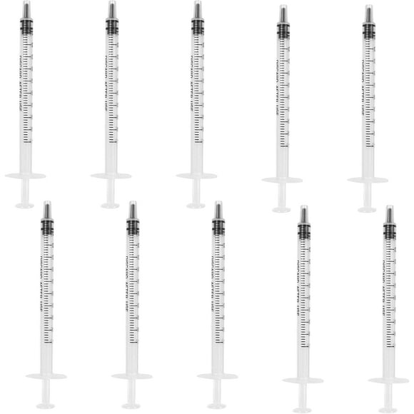 XINQIHANG 10Pcs 1Ml Plastic Syringes Measuring Syringe No Needle Syringe Reusable 1Ml Syringes Sterile Colostrum Scientific Lab Baby Medicine Dispensing Liquid Measuring Watering Pet Feeding Glue App