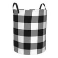 thumbnail image 2 of Haiem White And Black Plaid Leather Dirty Clothes Laundry Basket,Sturdy & Waterproof,Collapsible Round Design For Efficient Space Management,Multi-Purpose Storage Basket, 2 of 8