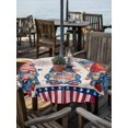 thumbnail image 2 of Outdoor Tablecloth with Umbrella Hole for Patio/Picnic/Party/Camping, 4th of July Waterproof Table Cloth Round Cover Washable, USA Flag Gnomes Independence Day Rustic (Dia 60"), 2 of 9