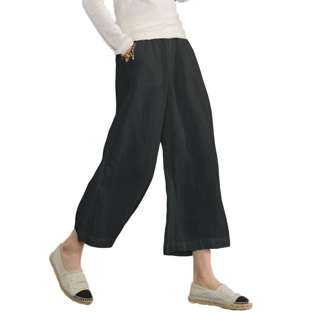 CPOKRTWSO Womens Loose Cotton Capris 
