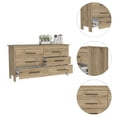 thumbnail image 3 of HomeRoots 478265 59 in. Manufactured Wood Four Drawer Double Dresser, Light Oak & White, 3 of 3