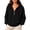 Black #021, variant on Women's Half Zip Oversized Drawstring Hoodie Casual Sweatshirt with Kangaroo Pocket XL