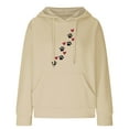 thumbnail image 4 of yardsong Waffle Hoodies for Women Cute Dog Paw Heart Print Hooded Sweatshirts Dog Lover Winter Casual Pocket Drawstring Pullover Tops Beige,XL, 4 of 5
