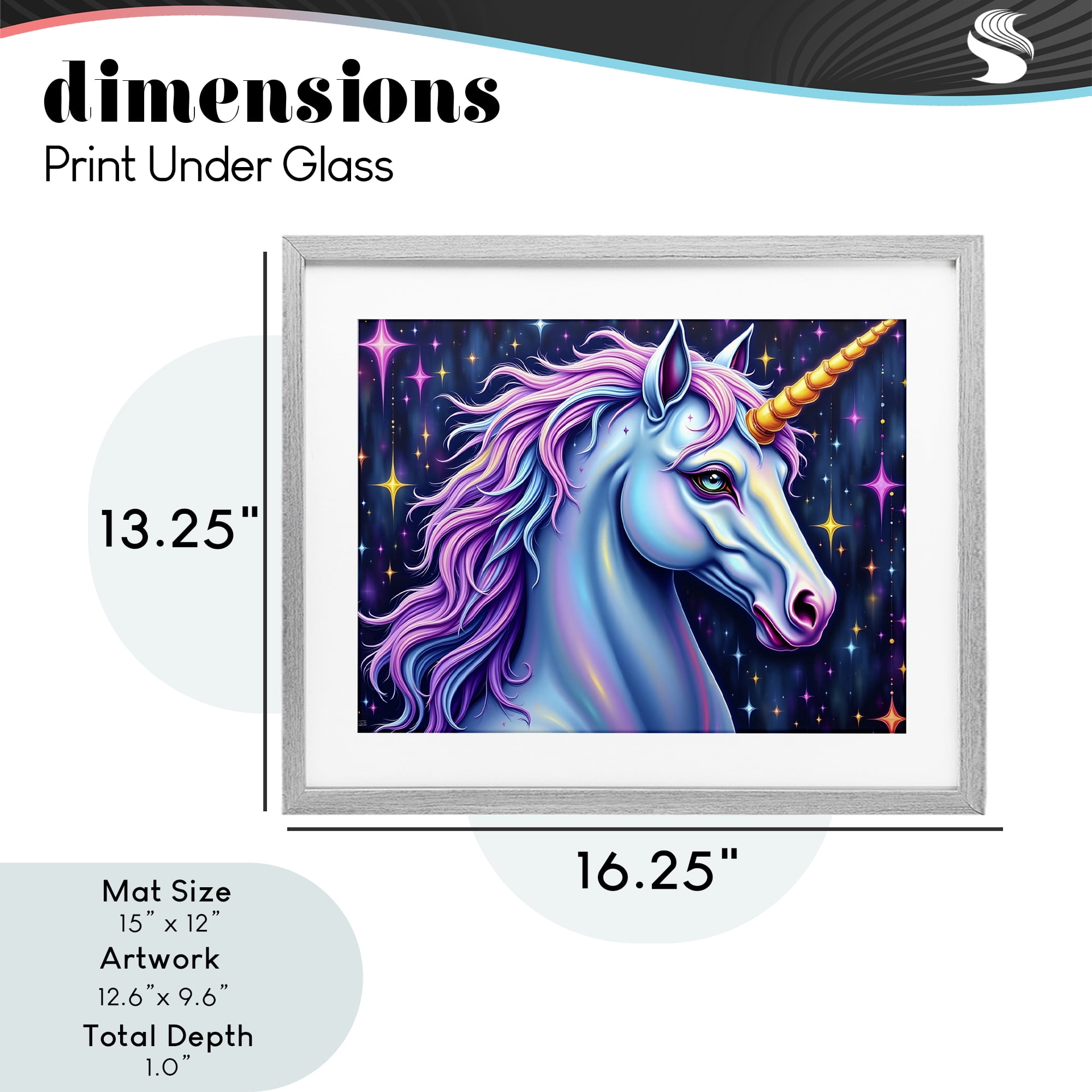 Stupell Industries Star Dancer Unicorn Gray Framed Print Under Glass, design by Tabz Jones