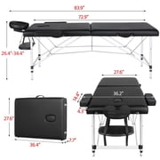 Renwick Adjustable 2 Sections Massage Bed with Face Cradle, Black