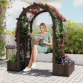 thumbnail image 5 of Wooden Garden Arbor with Planter&Swing,Outdoor Arbor Trellis for Climbing Plants, Roses, Vines, Outside Pergola Planter, Garden Arch for Lawn Backyard Wedding Ceremony Bridal Party, 5 of 6