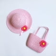 thumbnail image 2 of Girls Straw Sun Hat and Purse Sets Kids Child Birthdays Easter Party Summer Beach Cap Travel Gift, 2 of 7