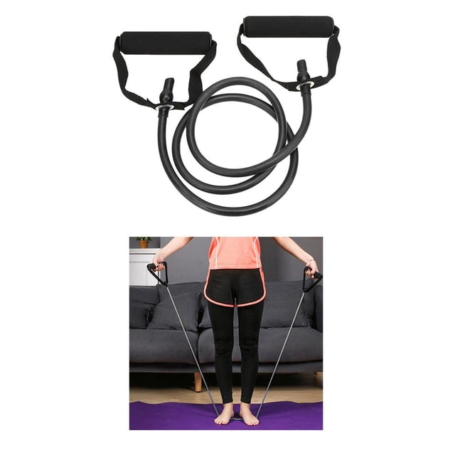Tubo de banda de resistencia de cuerda para hacia arriba de Yoga resistencia de 15 lbs con mangos de espuma para entrenamiento de Fitness en el Negro Baoblaze Cuerda de yoga