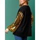 thumbnail image 2 of Sudadera con parches de lentejuelas para mujer, sudadera holgada informal de cuello redondo y manga larga con contraste de color para otoño, sudaderas con capucha navideñas, 2 of 5