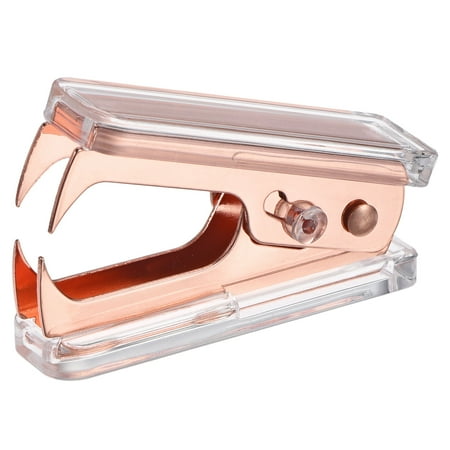 Uxcell Stapler Puller Acrylic Body Metal Jaw Office Home Staple Removers, Rose Gold