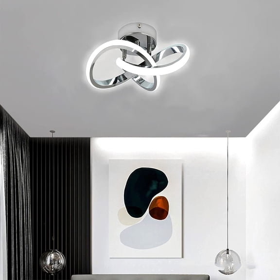 ADISUN Modern LED Ceiling Light Fixtures, Flush Mount Ceiling Lighting, Creative Lamp Cool White 6000K Bulbs Included, Chrome