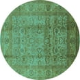 thumbnail image 1 of Ahgly Company Indoor Round Oriental Turquoise Blue Industrial Area Rugs, 3' Round, 1 of 4