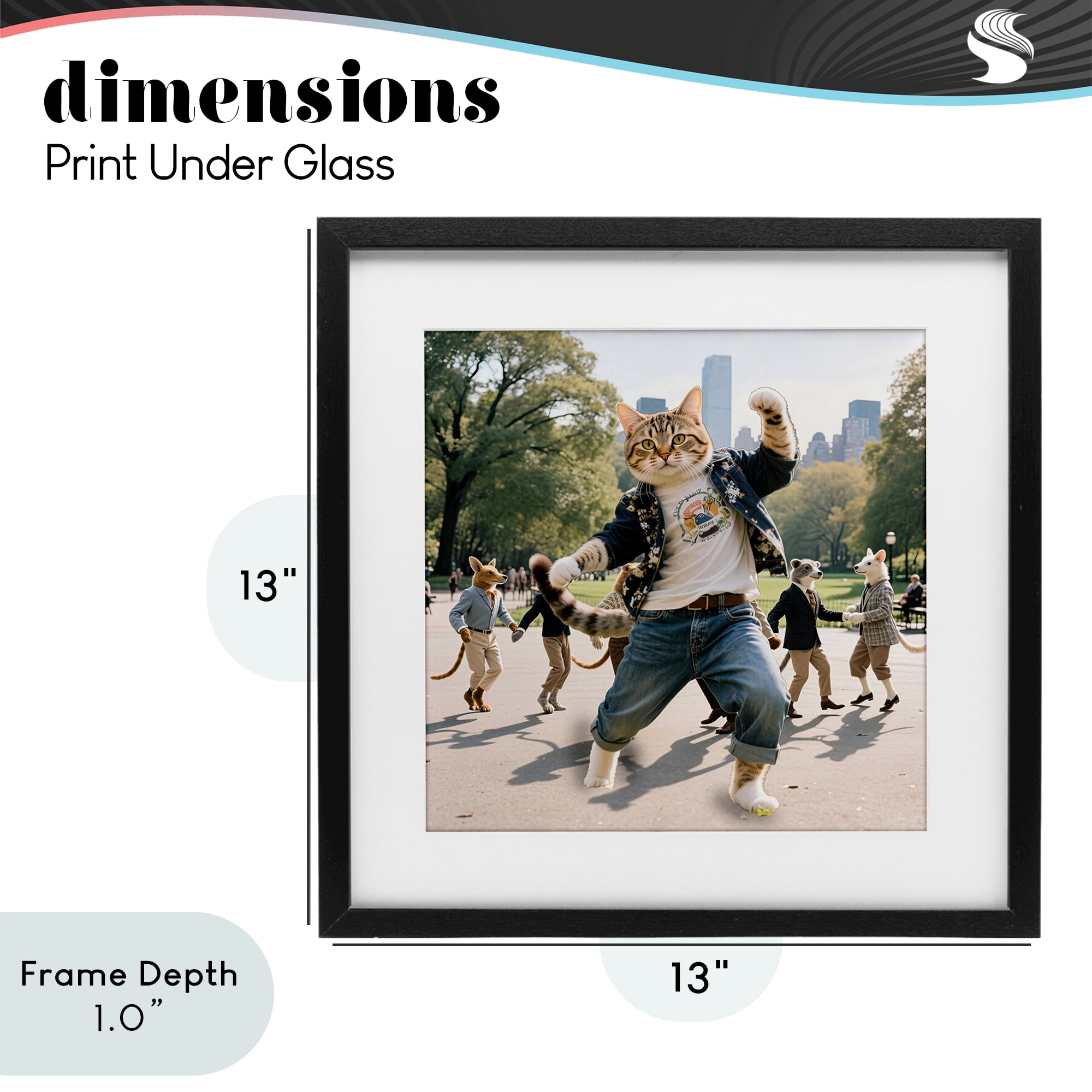 Stupell Industries Stylish Cat Dancing in Park Black Framed Print Under Glass, design by CAD Designs