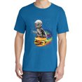 thumbnail image 2 of Wild Bobby, Funny Graphic Astronaut Cat in Space on Cheeseburger, Animal Lover, Garment-Dyed Washed Look Short Sleeve T-Shirt, Cobalt, Large, 2 of 3