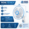 thumbnail image 4 of Ventilador De Pared 16” 3 Velocidades Con Control Remoto VP-1603 High Power, 4 of 4