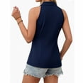 thumbnail image 4 of Staron Women's Casual Sleeveless Top V-Neck Pullover Blouse Basic Comfy Loose Fit Fashion Tee for Spring Summer Vacation Party, Blue XL, 4 of 5