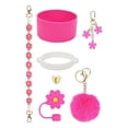 thumbnail image 1 of Juego de accesorios para taza con adorno de flores, bonito juego de colgante para billetera, viajes y coche. Rosa roja, 1 of 9