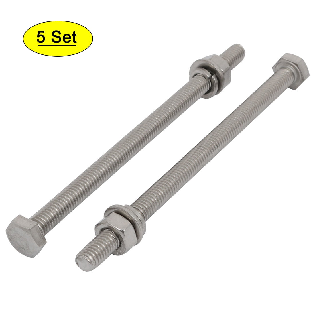Unique Bargains 5 Set M6x100mm 316 Stainless Steel Hex Bolts w Nuts and