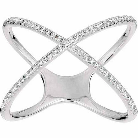 0.25 Carat T.W. Diamond Sterling Silver X Fashion Ring, Size 8