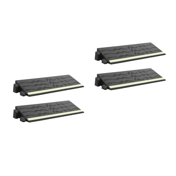 Masteelf 4 Pcs  Threshold Ramp Wheelchair Scooter Threshold Ramp Doorway Robot Vacuum Cleaner Ramp Rise Pad with Fluorescent Strips for Thresholds Doorways Driveways Bathroom Tile Black