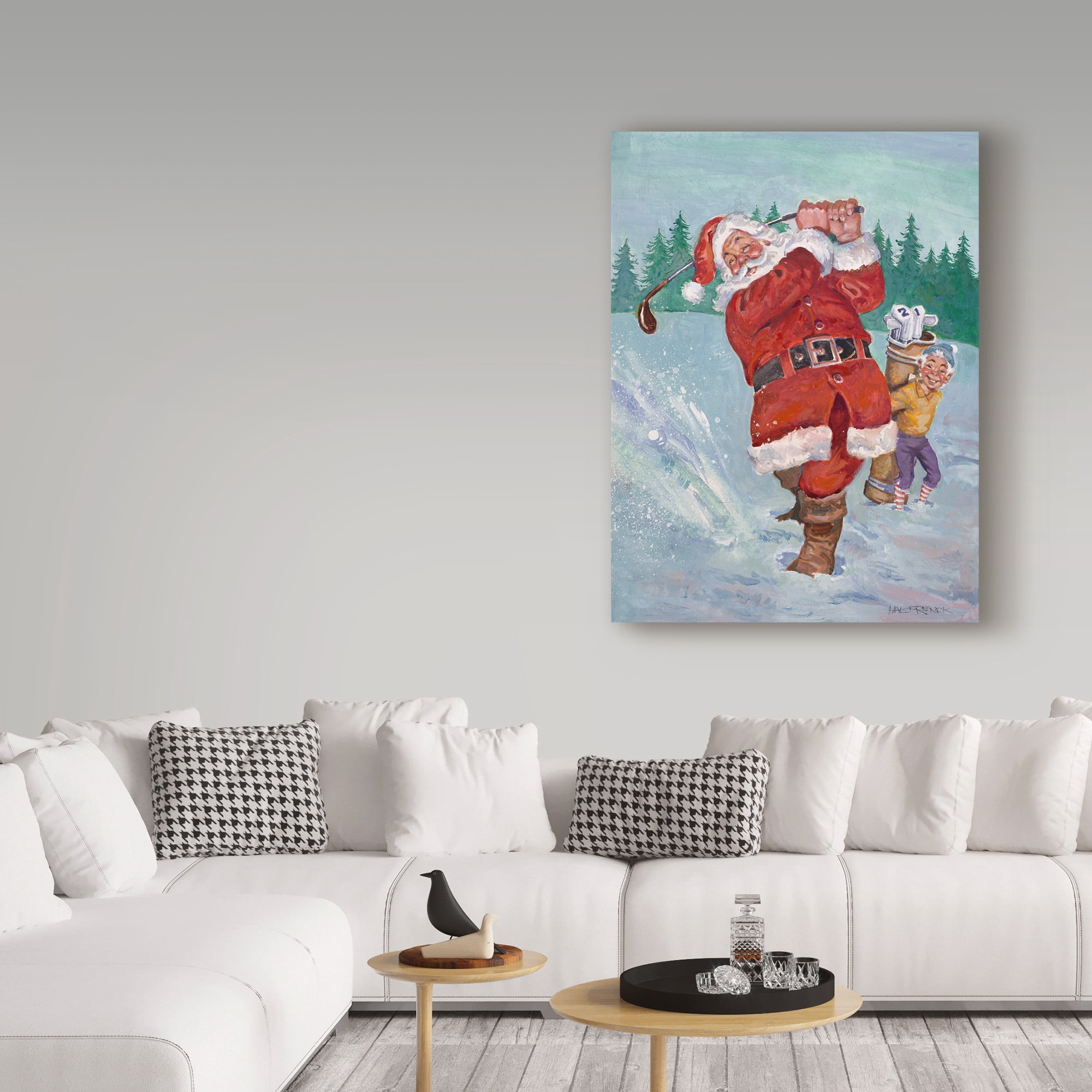 Trademark Fine Art 'Snow Golfing Santa' Canvas Art by Hal Frenck