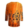 thumbnail image 4 of Inverlee Women's Halloween Shirts Plus Size Pumpkin Ghost Print Tees Going Out Round Neck T-shirt 3/4 Sleeve Dressy Casual Blouse Tops Halloween Costumes, 4 of 5