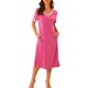 thumbnail image 2 of Camisón de noche de mujer con cuello en V Inspire Chic, con abertura lateral, manga corta, camisón largo con bolsillos, M Rosa Pink, 2 of 6