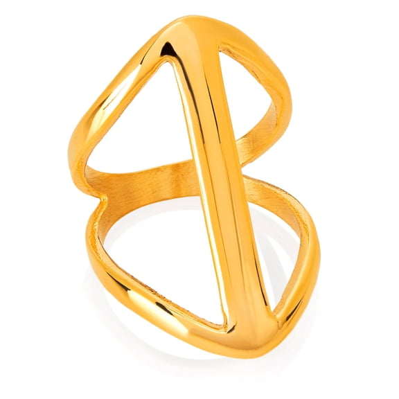 ELYA Jewelry Women's Polished Split Orbit Gold Plated Steel Ring