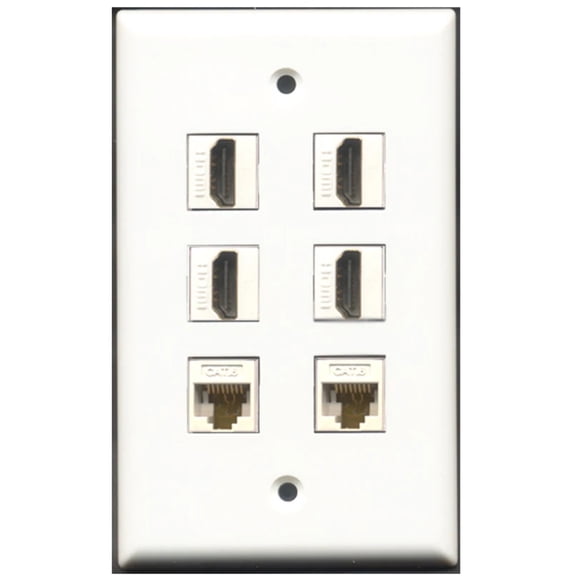 Ultra Spec Cables 4 Port HDMI 2 Port Cat6 Ethernet Wall Plate