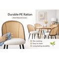 thumbnail image 3 of KOSSMAI Set of 4 Dining Side Chair with Fabric Seat and PE Rattan  Curved Back, Metal Legs and Adjustable Feet for Living Room, Dining Room, Office, White, 3 of 11
