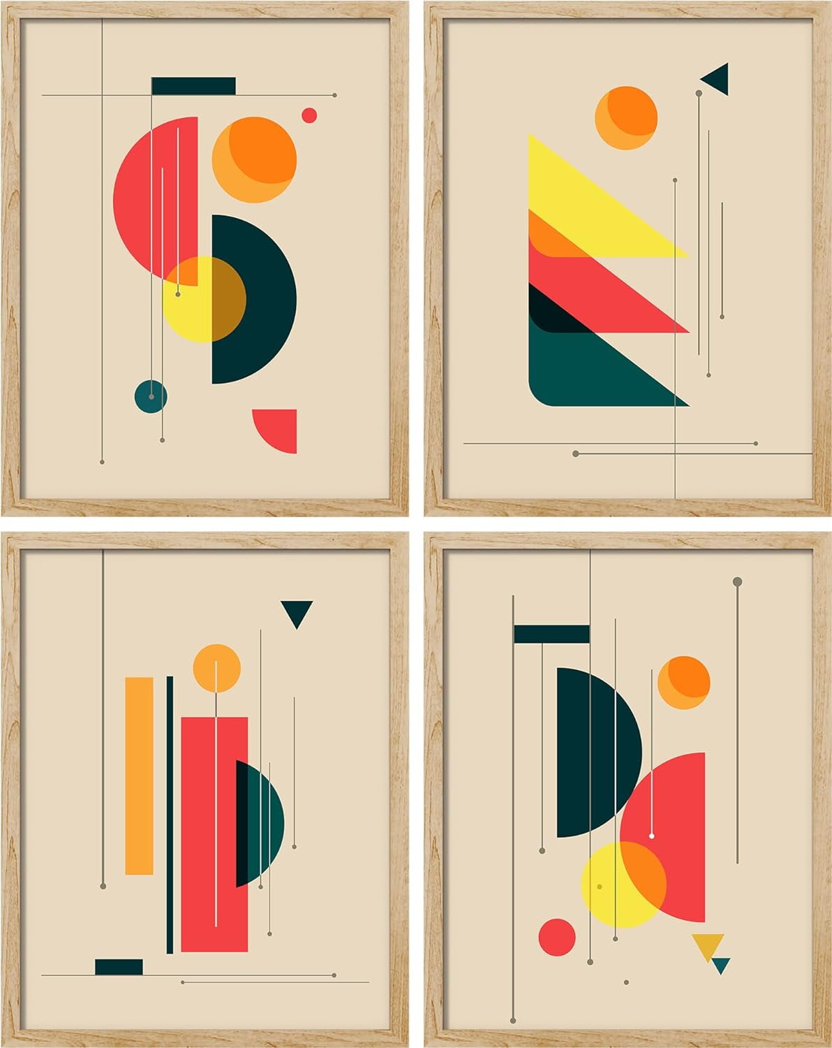 PixonSign Framed Wall Art, Mid-Century Abstract Shape