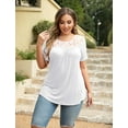 thumbnail image 3 of VERABENDI Women's Plus Size Tops Summer Short Sleeve Lady Tunic Shirts Lace Splicing Blouses,M-4XL, 3 of 8