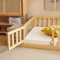 thumbnail image 6 of Zimtown Montessori Floor Bed Frame, Twin Size Bed with Fence and Door, Wooden Platform Bed, Natural Color, 6 of 8