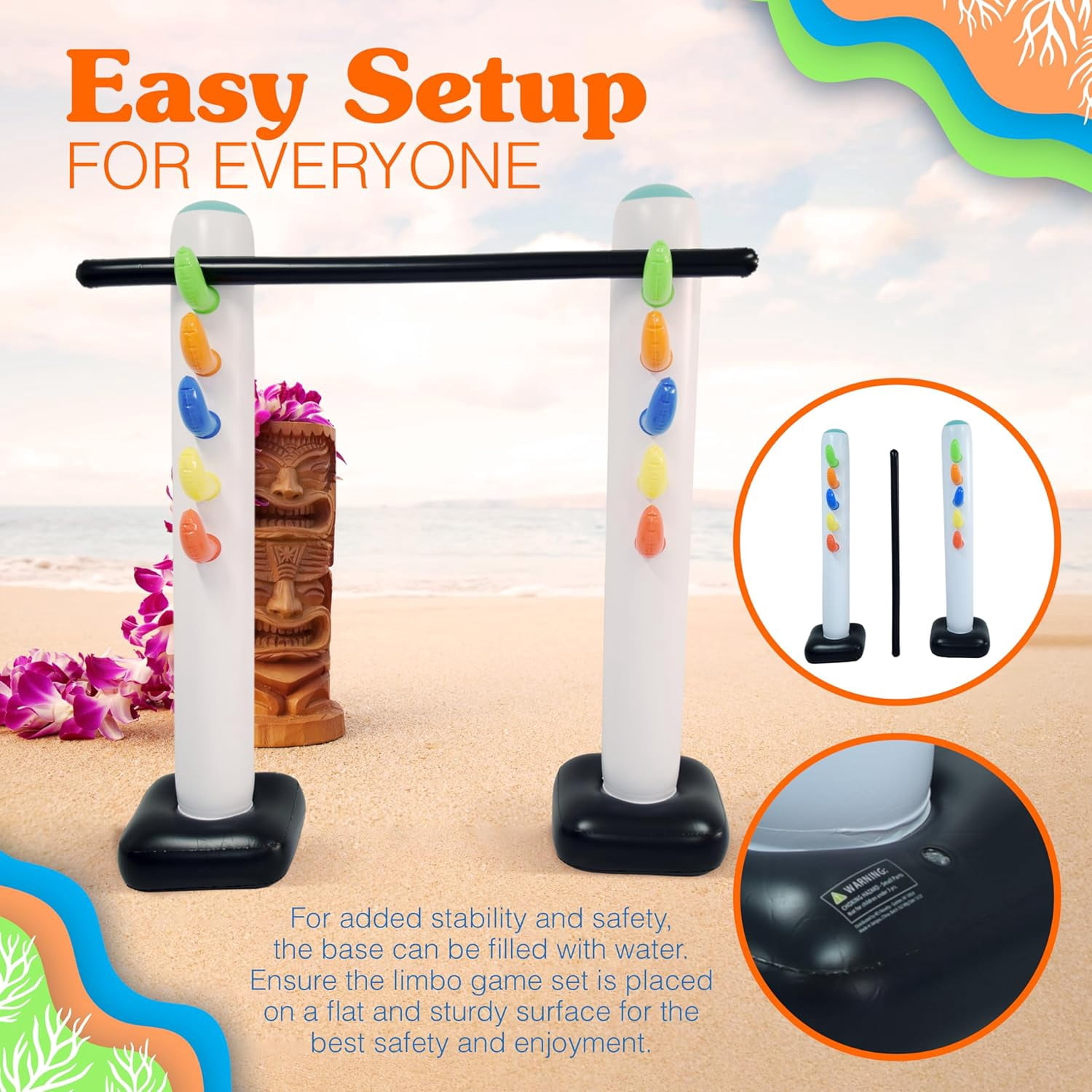 4E's Novelty Inflatable Limbo Game, 62" Limbo Stick for Kids & Adult Party Fun