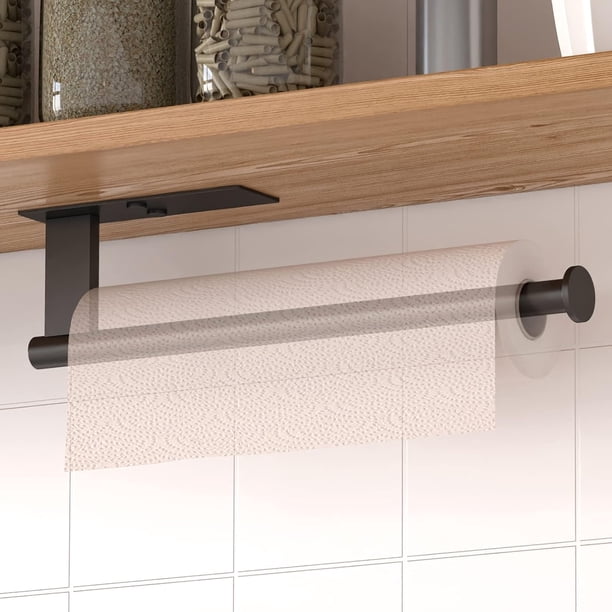 Portarrollos de papel higiénico de diseño moderno para debajo del gabinete, soporte de pared de acero inoxidable a prueba de óxido con múltiples opciones de instalación para aplicaciones en