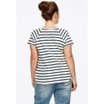 thumbnail image 2 of ellos Women's Plus Size Rounded V-Neck Tee - 3X, Black White Stripe, 2 of 4