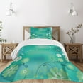 thumbnail image 3 of Ambesonne Green Flower Quilted Bedspread Set 2 Pcs, Dreamy Flora Flows, Twin Size, Pistachio Turquoise, 3 of 6