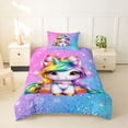 thumbnail image 2 of Erosebridal Girls Unicorn Twin Bedding,Multicolor Glitter Print Duvet Cover Set For Kids,Reversible Pink 2pcs,No Comforter, 2 of 6
