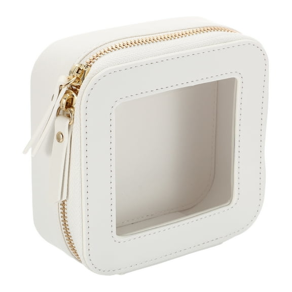 Uxcell Clear Makeup Bag, 5" x 5" Small Cosmetic Bag Case Transparent Toiletry Organizer with Zipper, Portable Makeup Pouch for Daily Use Travel, White