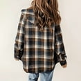 thumbnail image 3 of MORTTIC Women's Plaid Flannel Hooded Jacket, Long Sleeve Button Front Fleece Lining Coat with Pockets Brown，S, 3 of 9