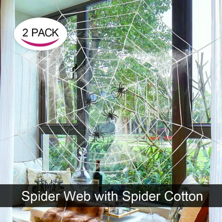 2pack Halloween Party Decorations Giant Spider Webs Set With