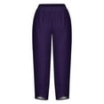 thumbnail image 4 of Mitankcoo Capri Pants for Women Dressy Casual - Plus Size High Waist Wide Leg Lounge Pants Purple Pants Size L, 4 of 4
