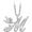White, variant on 14K White Gold Finish Round Cut White Diamond 925 Sterling Silver Diamond Cute Elf Angele With M Initial Letter Pendant Necklace for Women