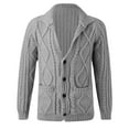 thumbnail image 5 of VNKIDY Men's Sweater Coat Fall Winter Oversized Solid Color Cable Knit Cardigan Long Sleeve Shawl Collar Buttons Down Thermal Jacket For Cold Weather Daily Wear Holiday Knitwear, 5 of 5