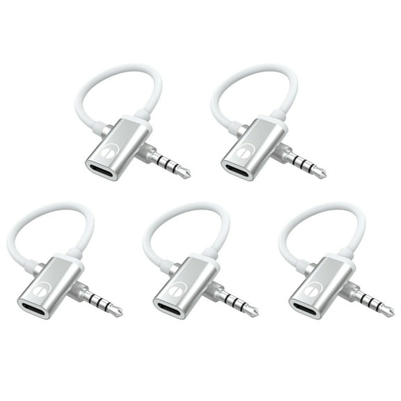 5pcs 3.5mm Male to Type C Female Audio Cable Cord, Analog Audio Jack Headphone Audio Adapter for MP3 Player, Laptop, C,5 x Audio Cable Cord,Silver