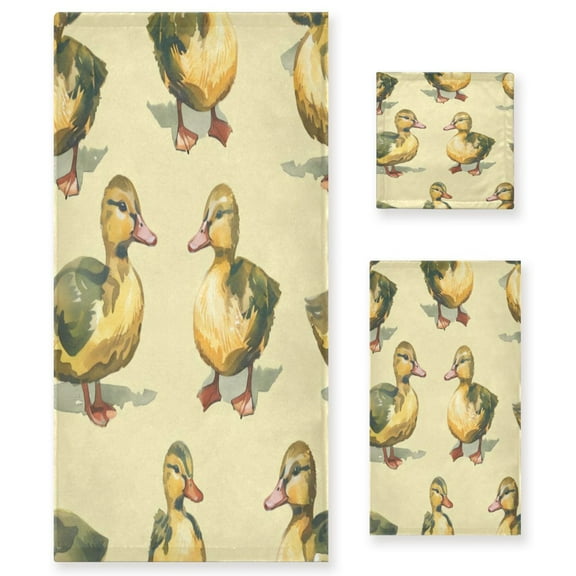 Three-Piece Towel Set Face Towel Towel Set Hand Towel Bath Towel Cotton Bath Towels Bath Towel Sets Hand Bath Towels Green Duck