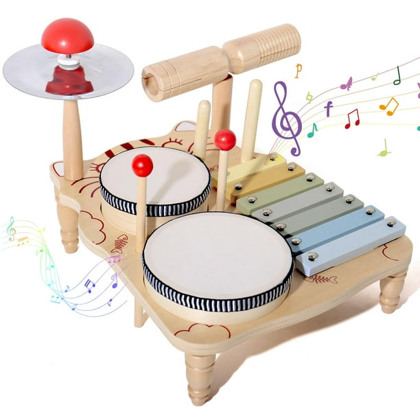 Juego de bateria 7 en 1 para ninos para ninos pequenos instrumentos musicales para bebes juguetes musicales preescolares Montessori juego de bateria para ninos Bodega Aurrera en linea